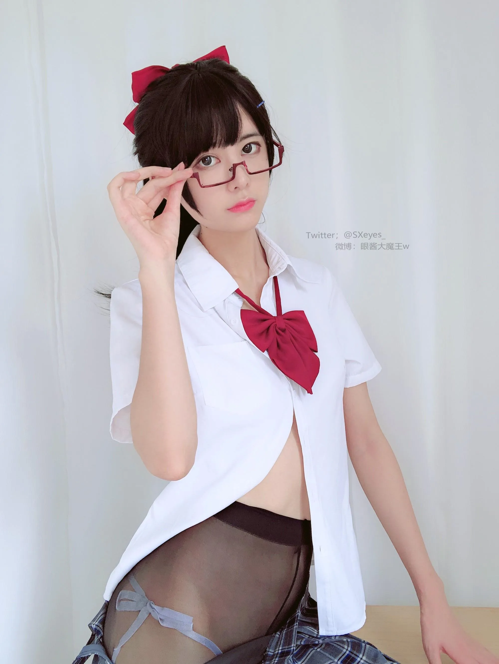 眼酱大魔王w – NO.028 补丁 蝴蝶结黑丝 裸足 兽耳 [43P]插图4